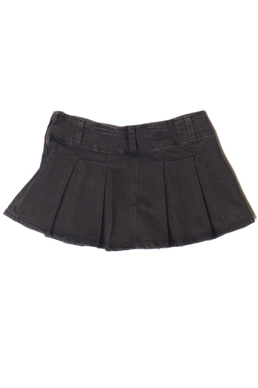 Low Rise Denim Pleated Mini Skort Product Image