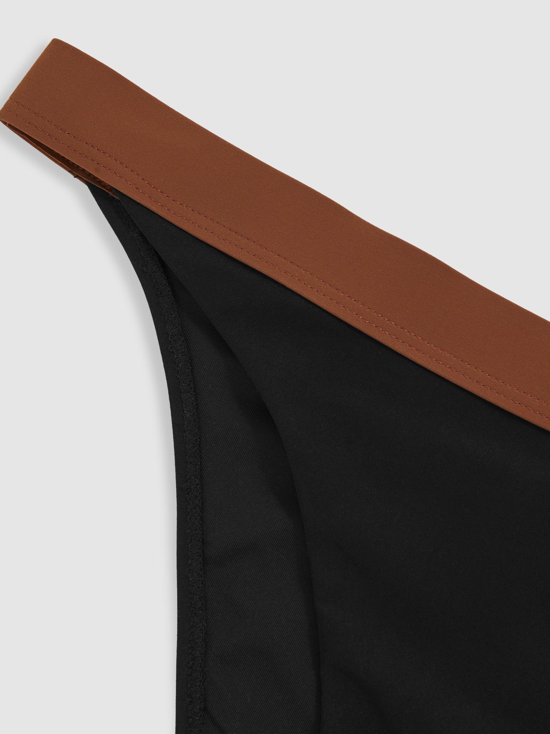 Contrast-Trim Bikini Bottoms in Black/Tan Product Image