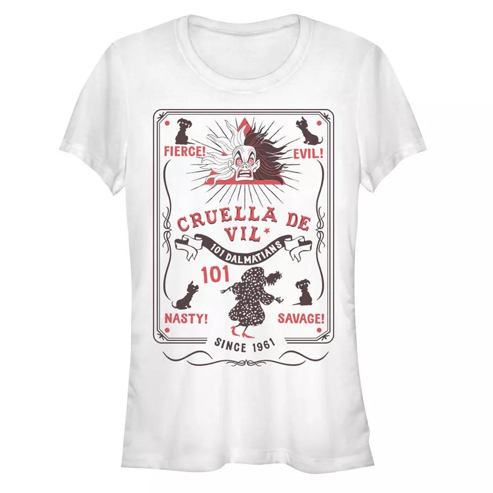 Disney Villains 101 Dalmatians Cruella De Vil Poster Juniors' Fitted Graphic Tee, Girl's,  Product Image