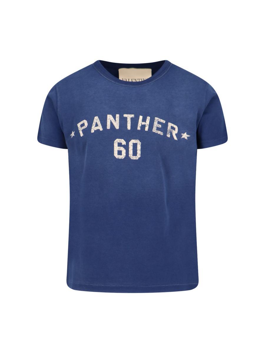 VALENTINO Garavani Navy Cotton T-shirt In Blue Product Image