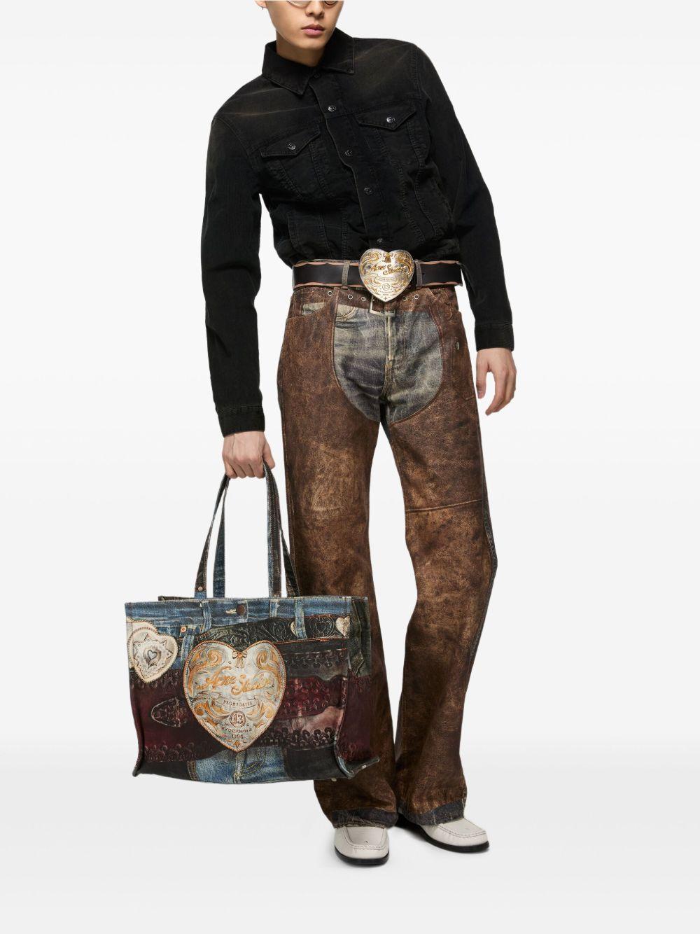 denim-patch heart tote bag Product Image