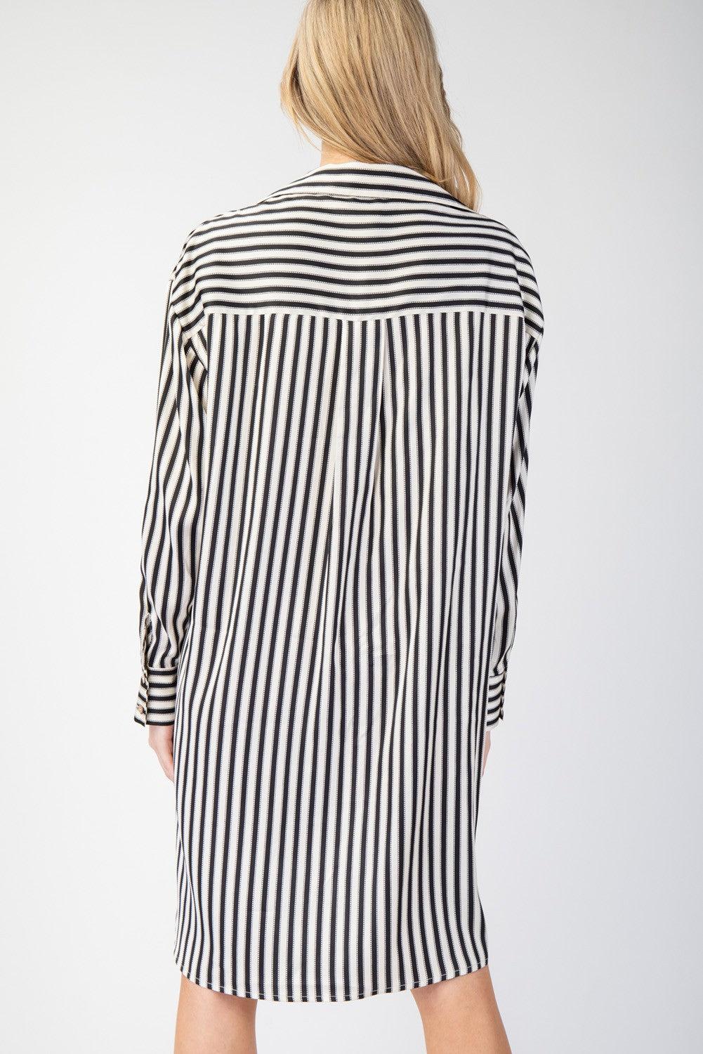 Stripe Printed Button Down Shirt Dress Product Image