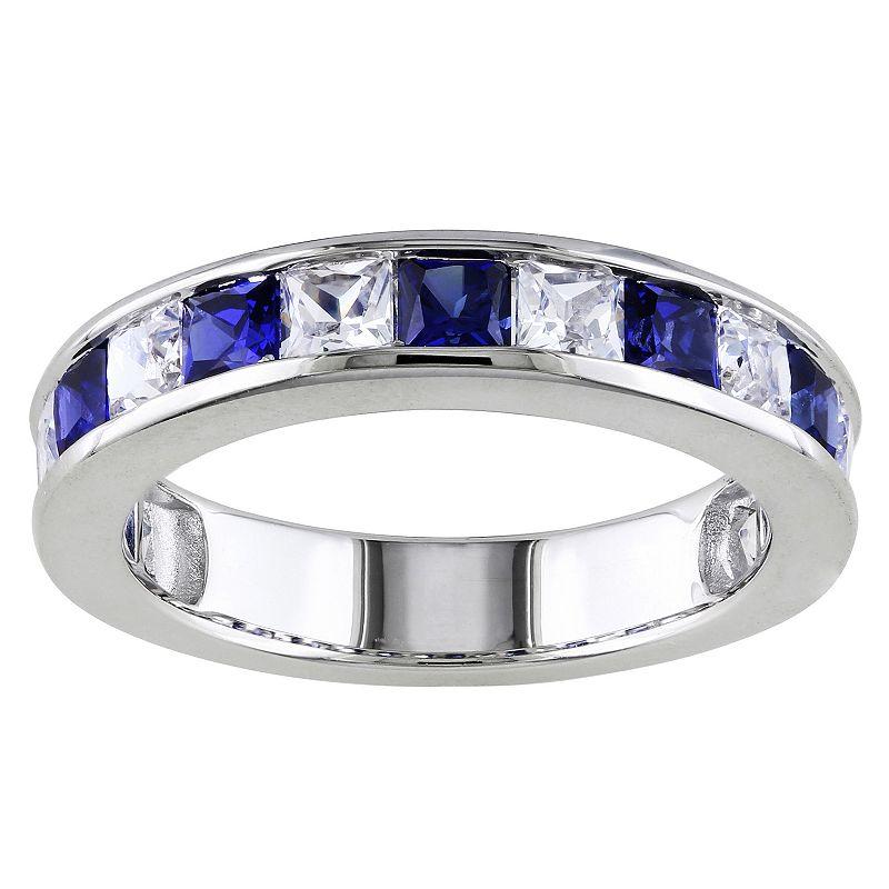 Stella Grace Sterling Silver Lab-Created Blue & White Sapphire Anniversary Band, Women's, Size: 5 Product Image
