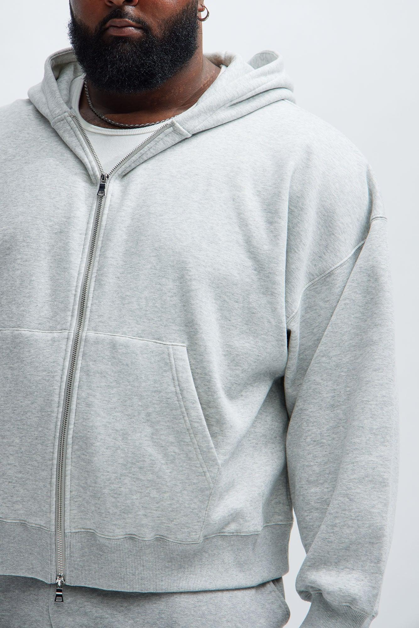 Tyson Oversized Heavyweight Zip Up - Heather Grey Product Image