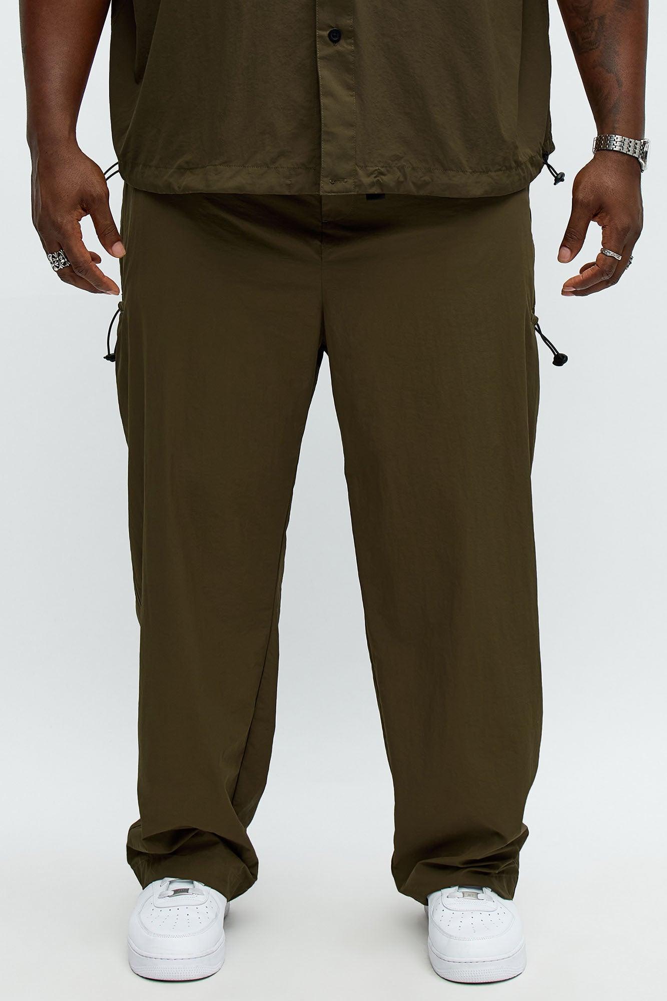Straight Philip Nylon Pant - Olive Male Product Image