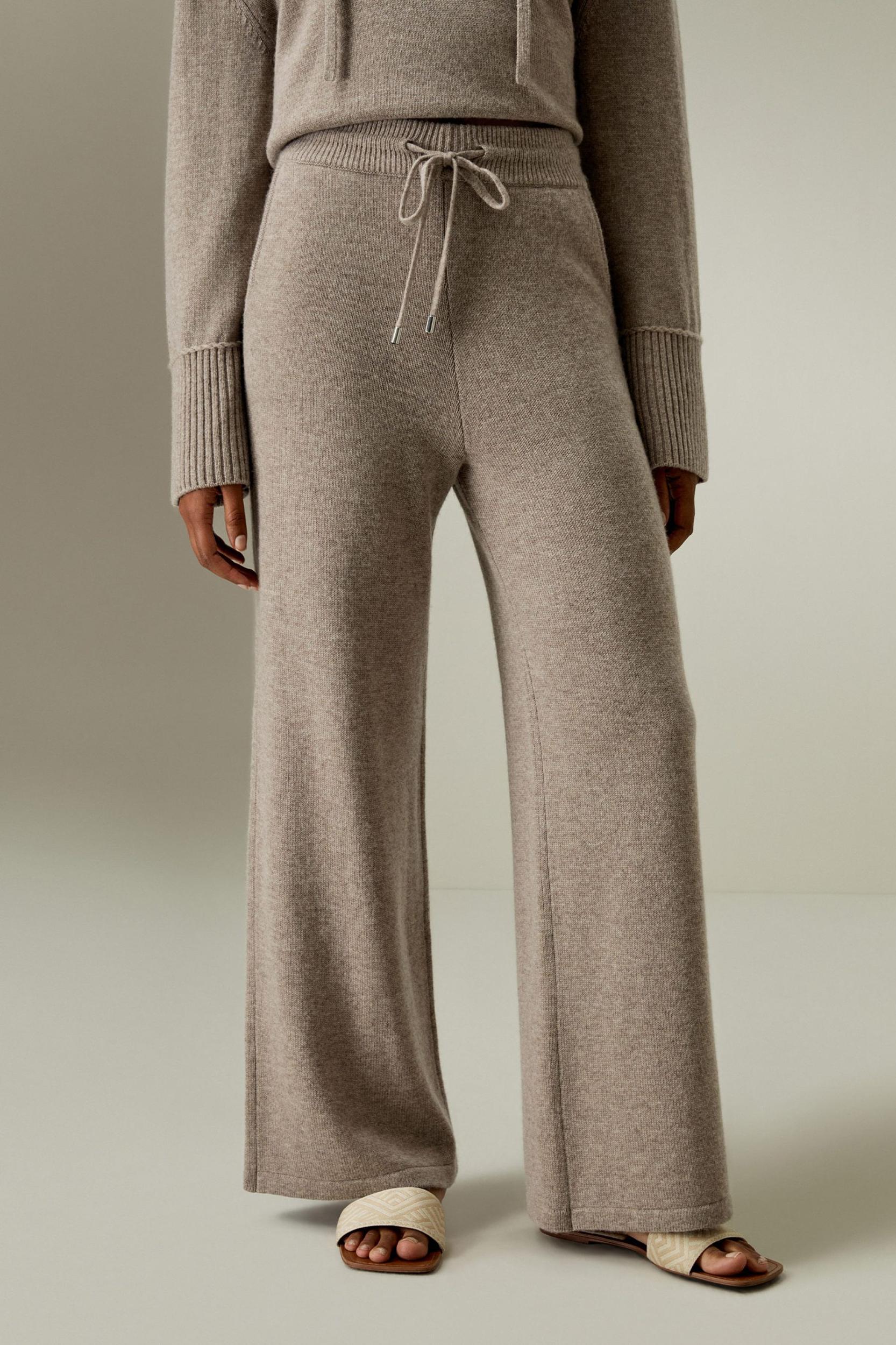 LILYSILK Wool Trousers Women - Dark Gray Wool Cashmere - Comfortable Plain Knit Pattern Trousers M Product Image