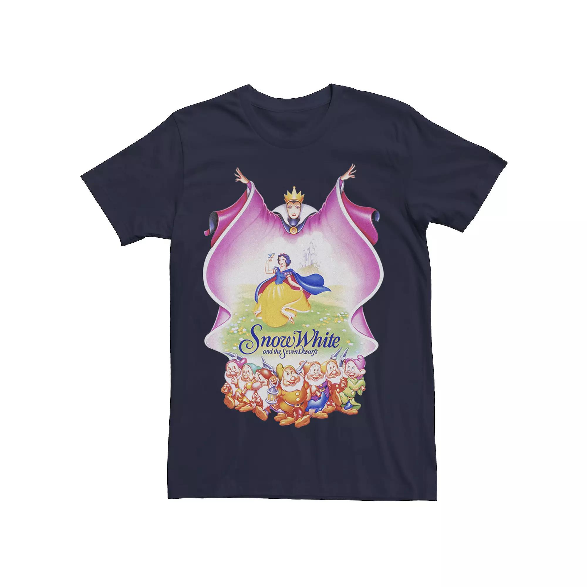 Disney's Snow White Group Shot Evil Queen Cape Fill Men's Tee, Size: Small, Blue Product Image