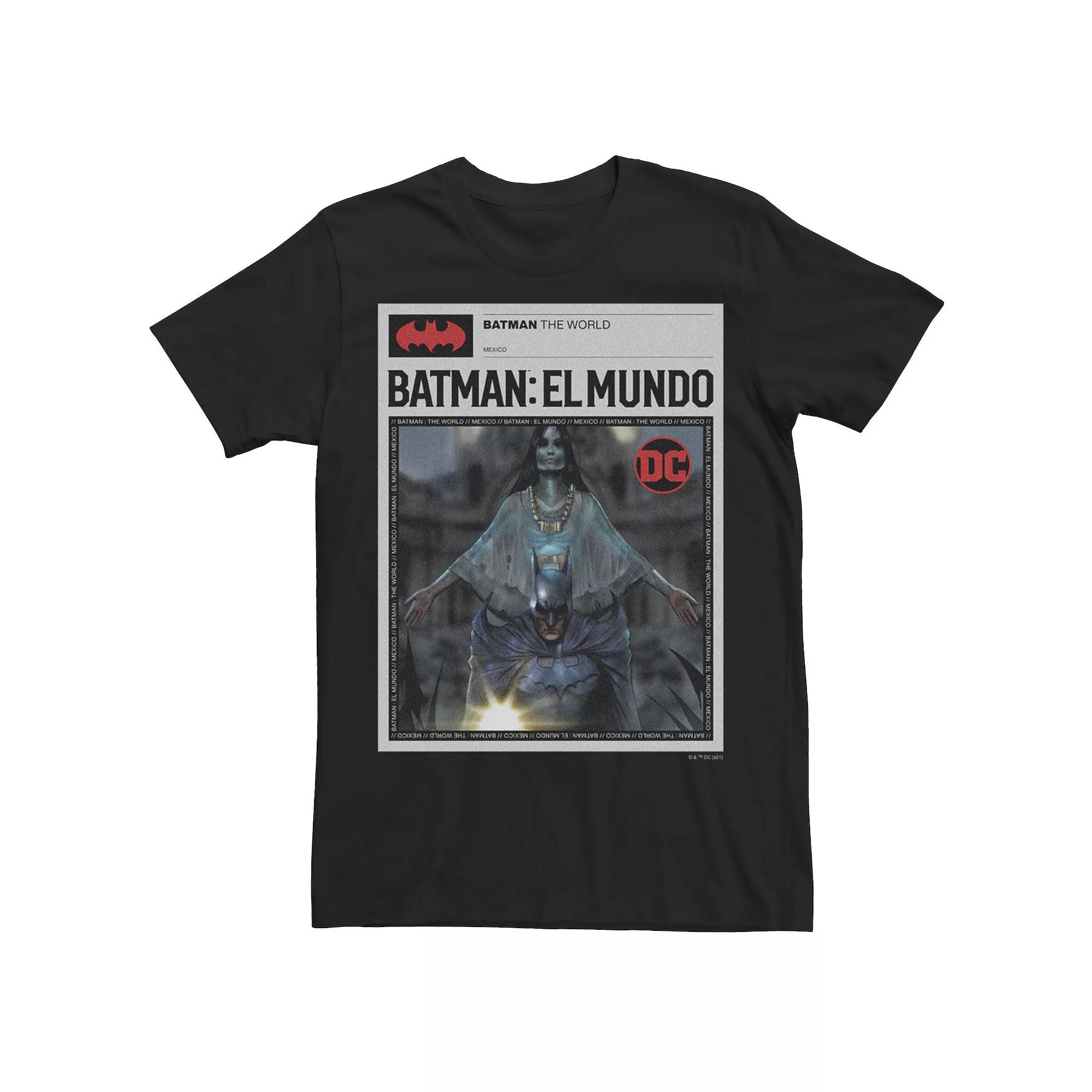 Men's Batman The World Mexicao News Poster Tee, Boy's, Size: XXL, Black Product Image