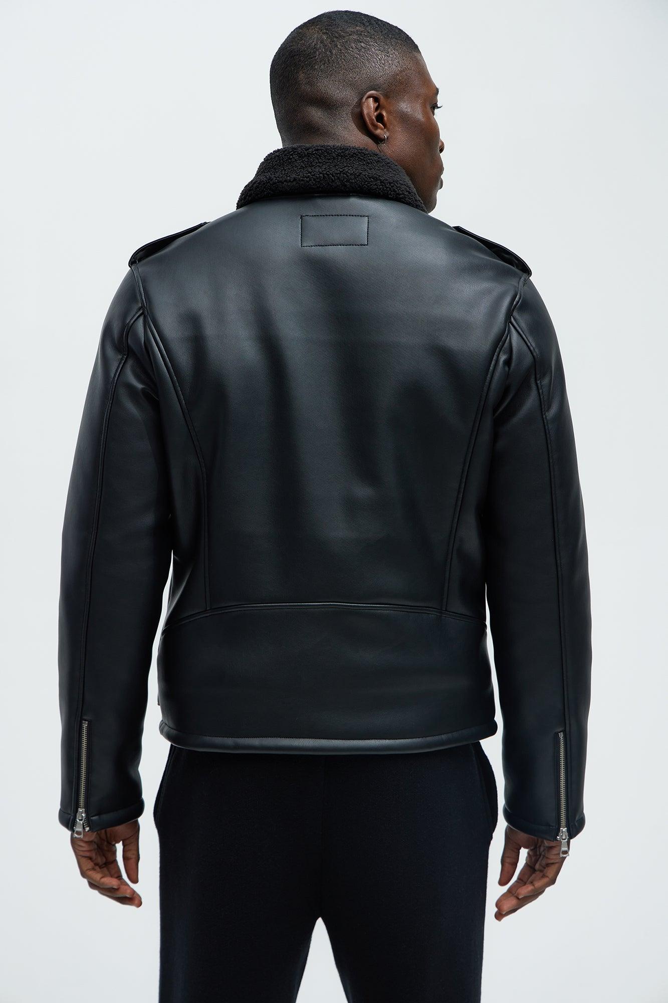Knuckle Head Faux Leather Moto Jacket - Black Product Image
