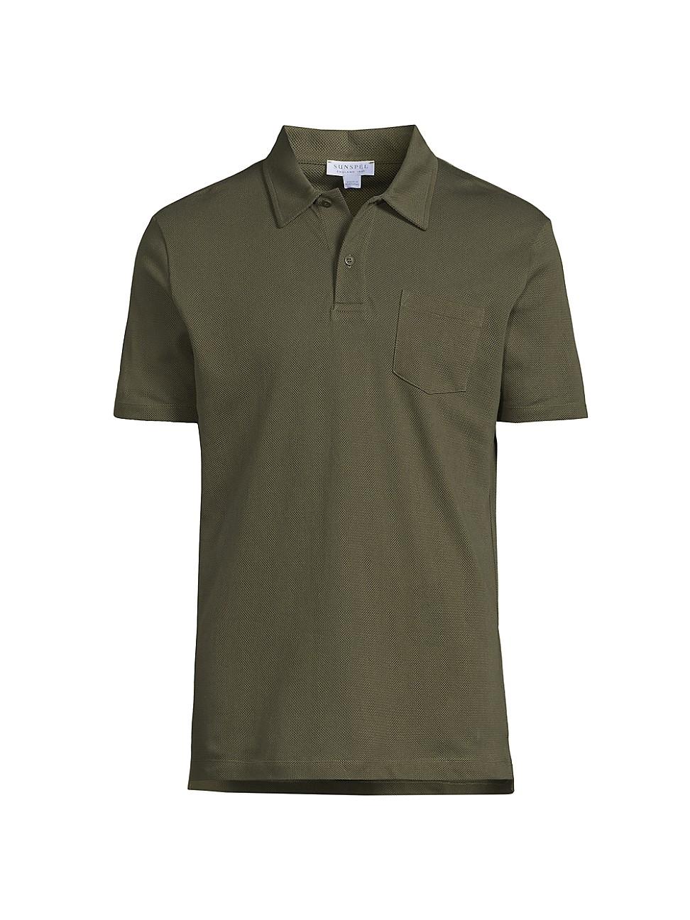 Mens Textured Cotton Polo Product Image