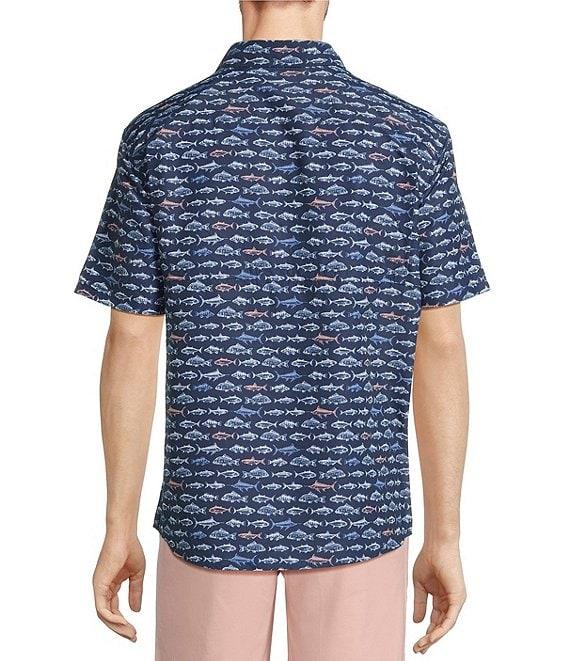 Roundtree & Yorke Performance The Charter Vented Short Sleeve Fish Print Fishing Sport Shirt Product Image