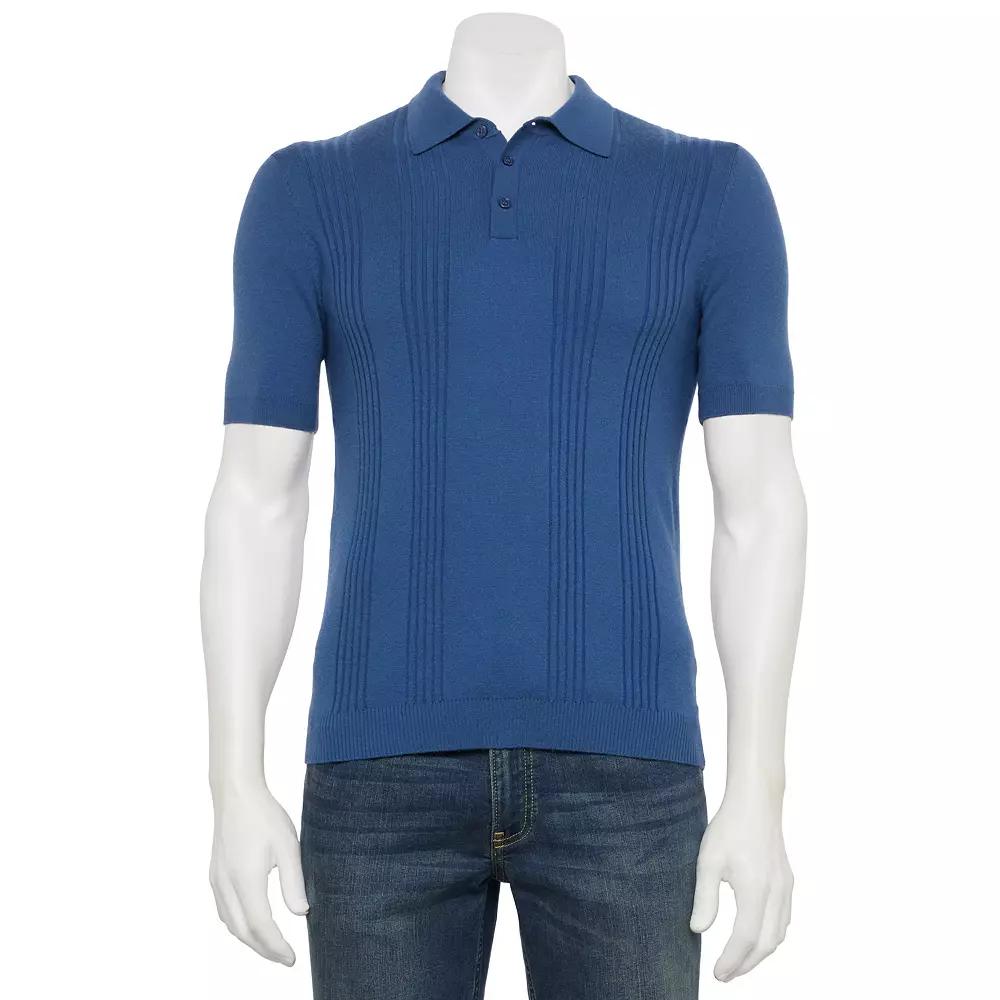 Men's Thomas Sterling Short Sleeve Sweater Polo Shirt, Size: Medium, Dark Blue Product Image