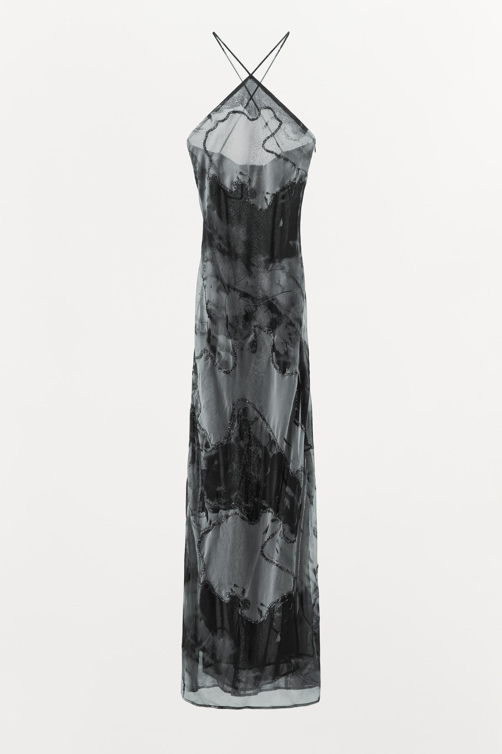 BEADED TIE-DYE HALTER DRESS Product Image