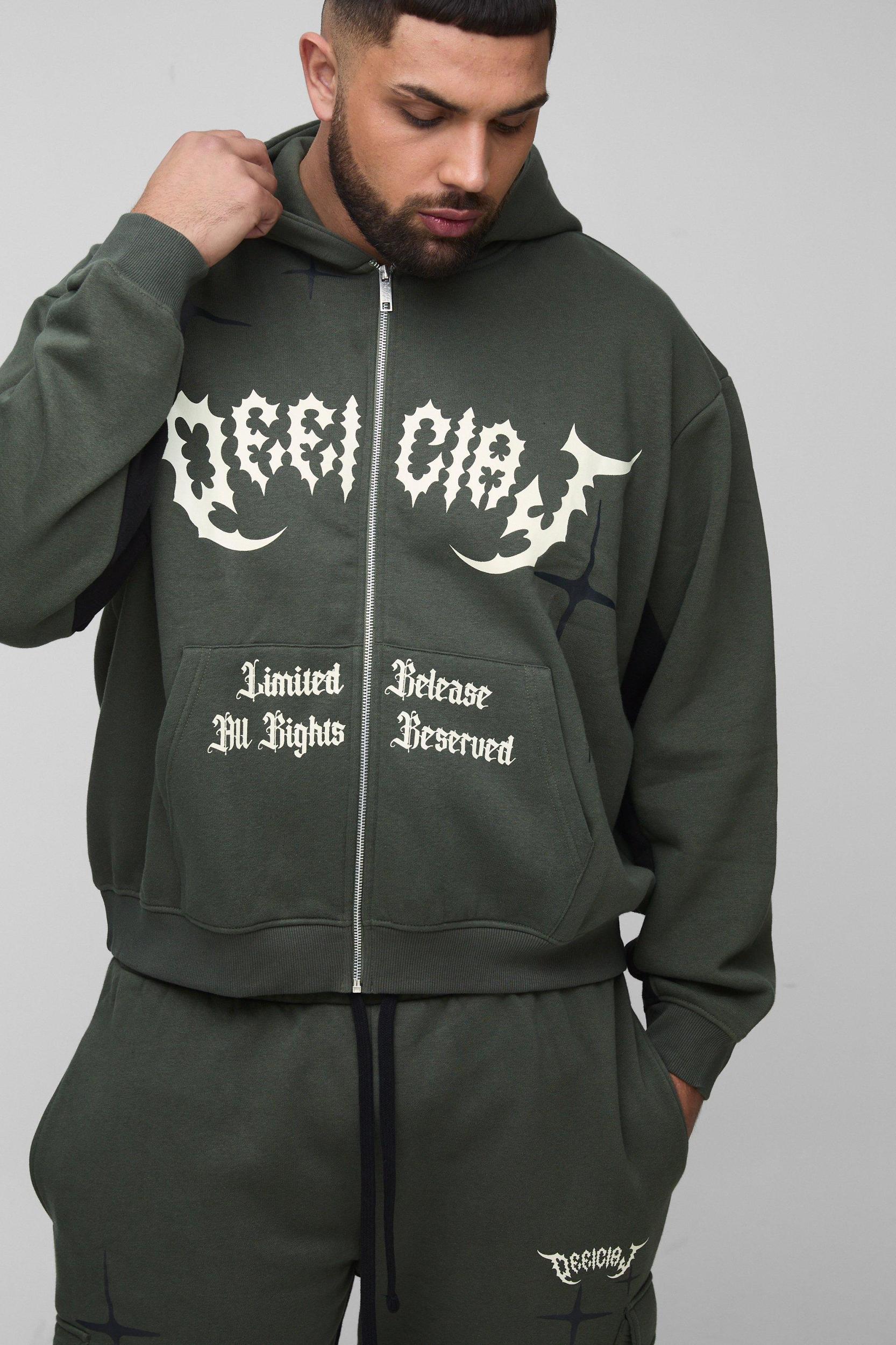 Plus Oversized Boxy Official Hooded Gusset Sweatpants Tracksuit | boohooMAN USA Product Image