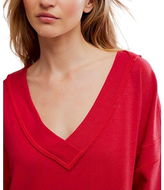 Free People Staycation Coordinating Long Sleeve V-Neck Oversized Pullover Product Image