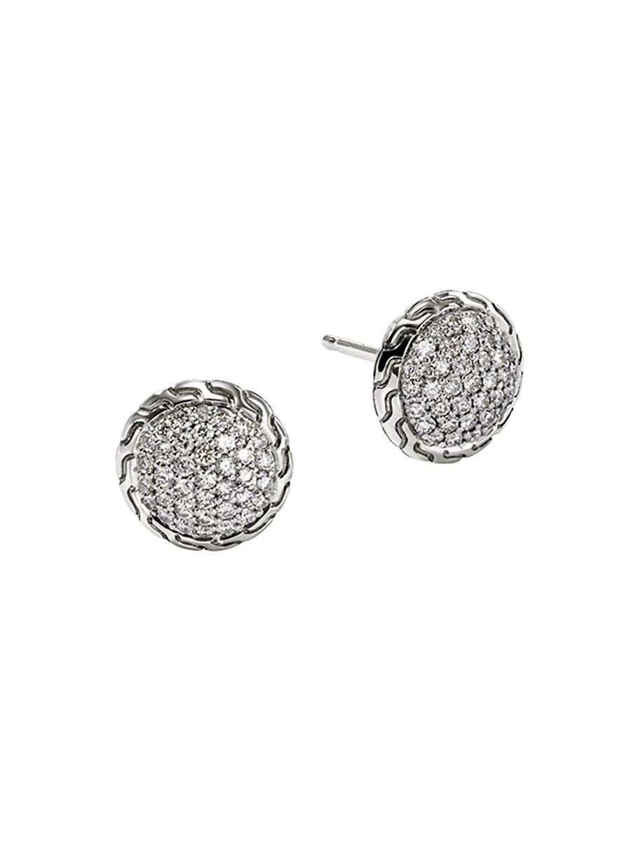 Womens JH Essentials Sterling Silver & 0.55 TCW Diamond Pav Stud Earrings Product Image