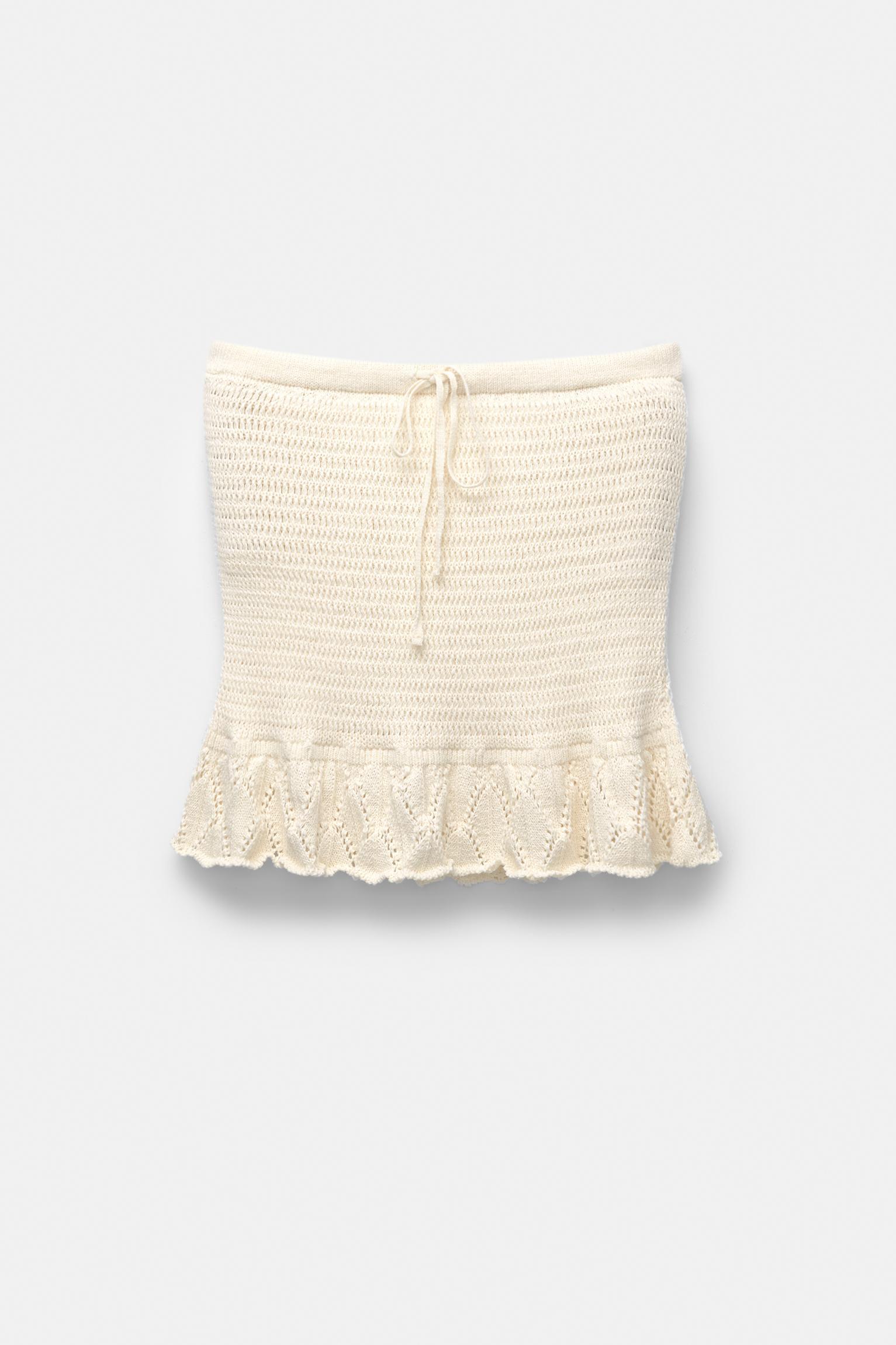 Ruffled crochet mini skirt Product Image