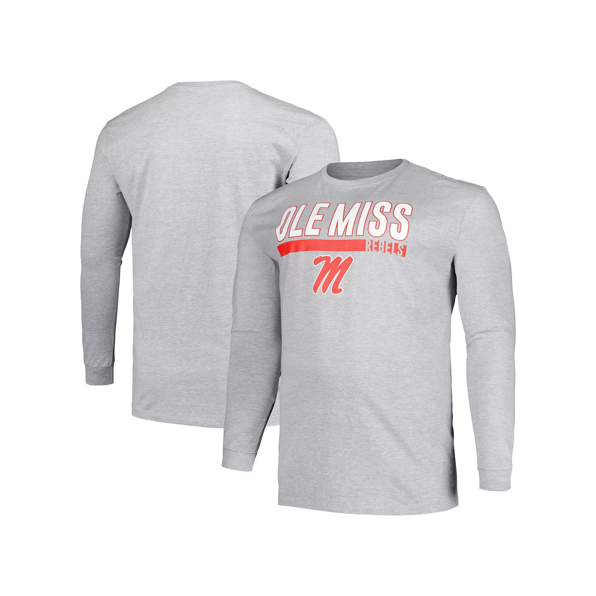 Men's Profile Gray Ole Miss Rebels Big & Tall Two-Hit Long Sleeve T-Shirt,  Product Image