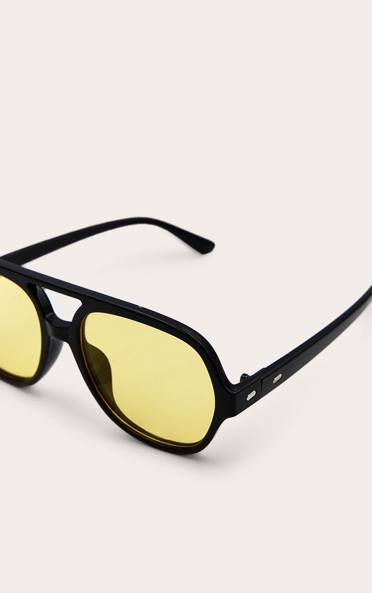 Black Plastic Frame Colored Lens Aviator Sunglasses Product Image