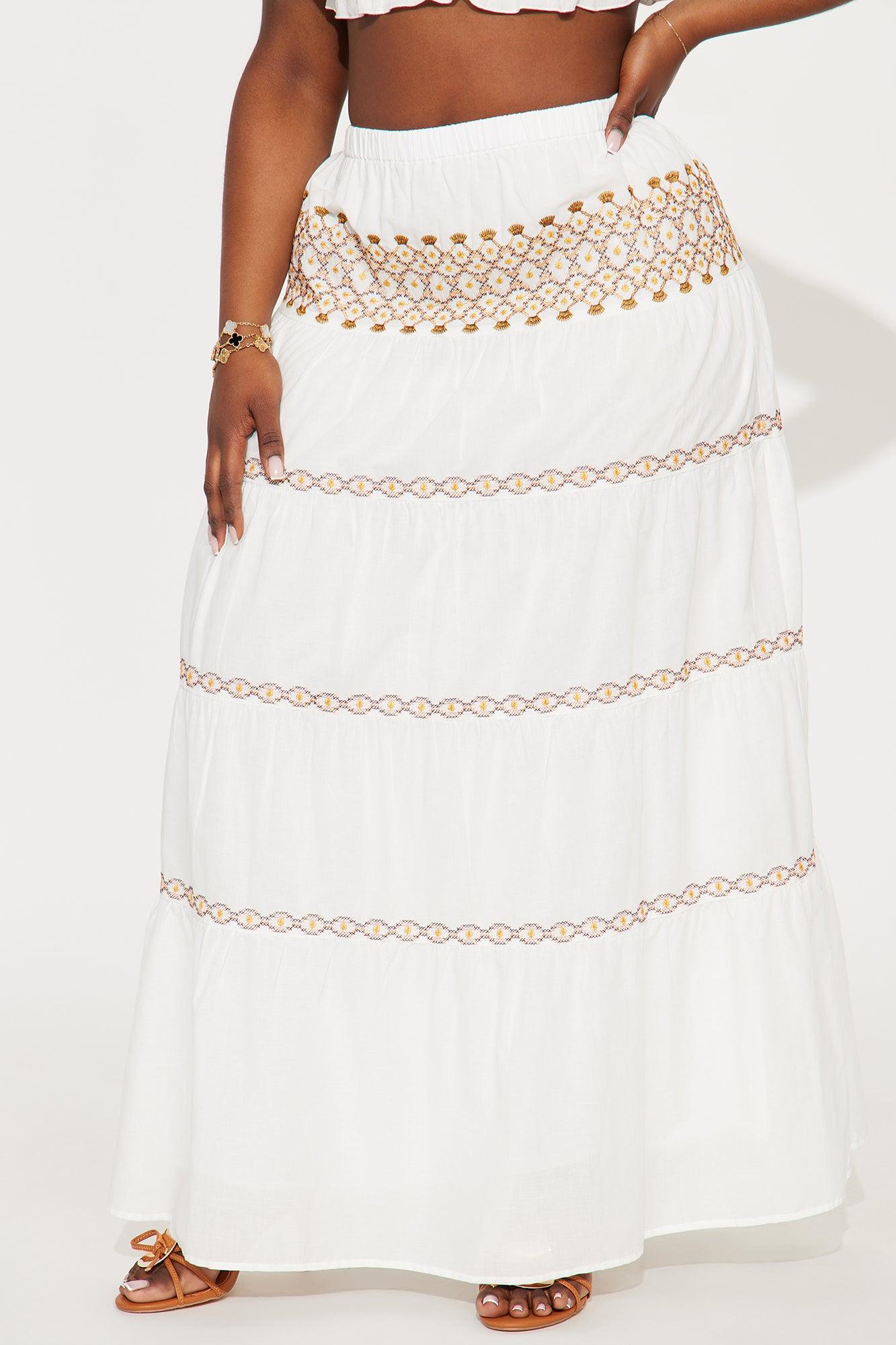 Sabrina Embroidered Tiered Maxi Skirt - White/combo Product Image