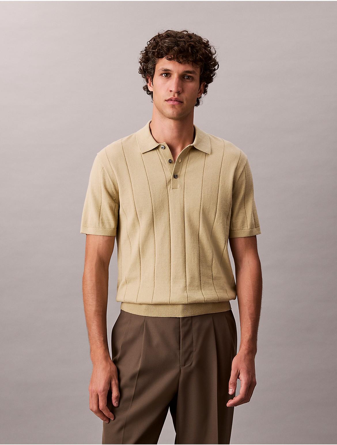 Calvin Klein Mens Wool Cotton Classic Polo Sweater - Red Product Image