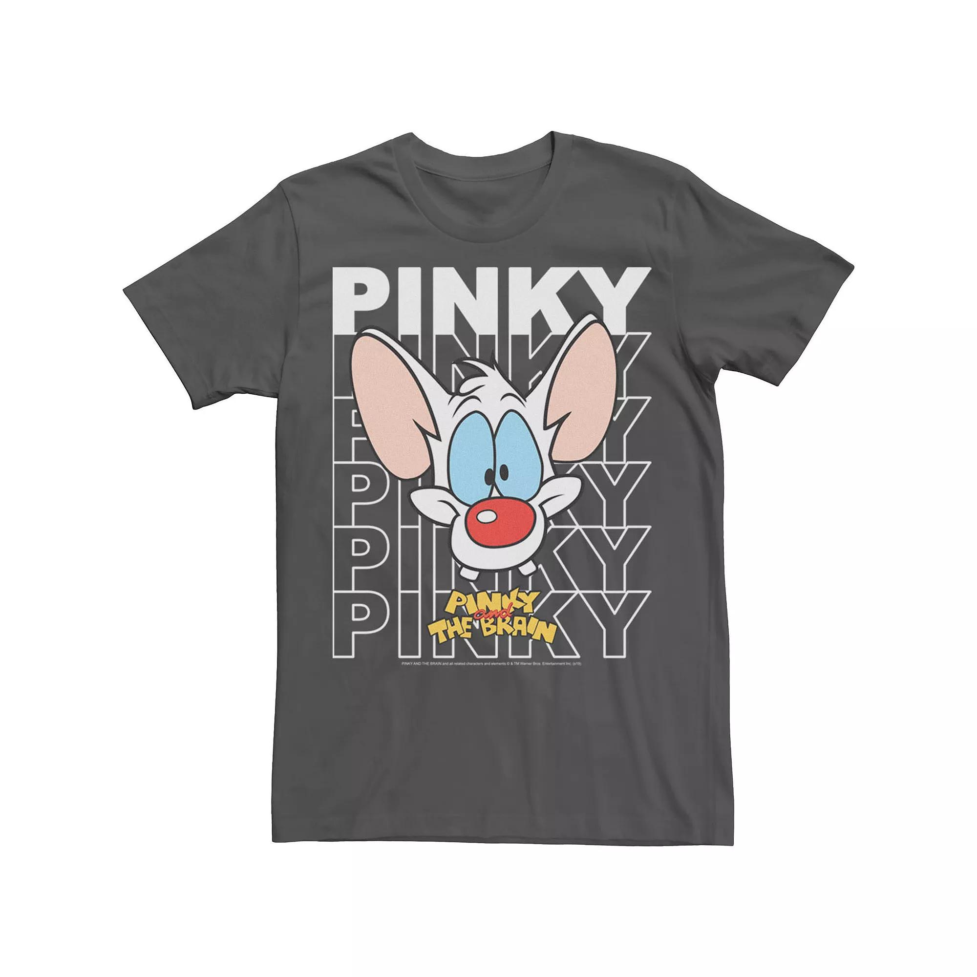 Men's Pinky And The Brain Pinky Text Stack Big Face Tee,  Product Image