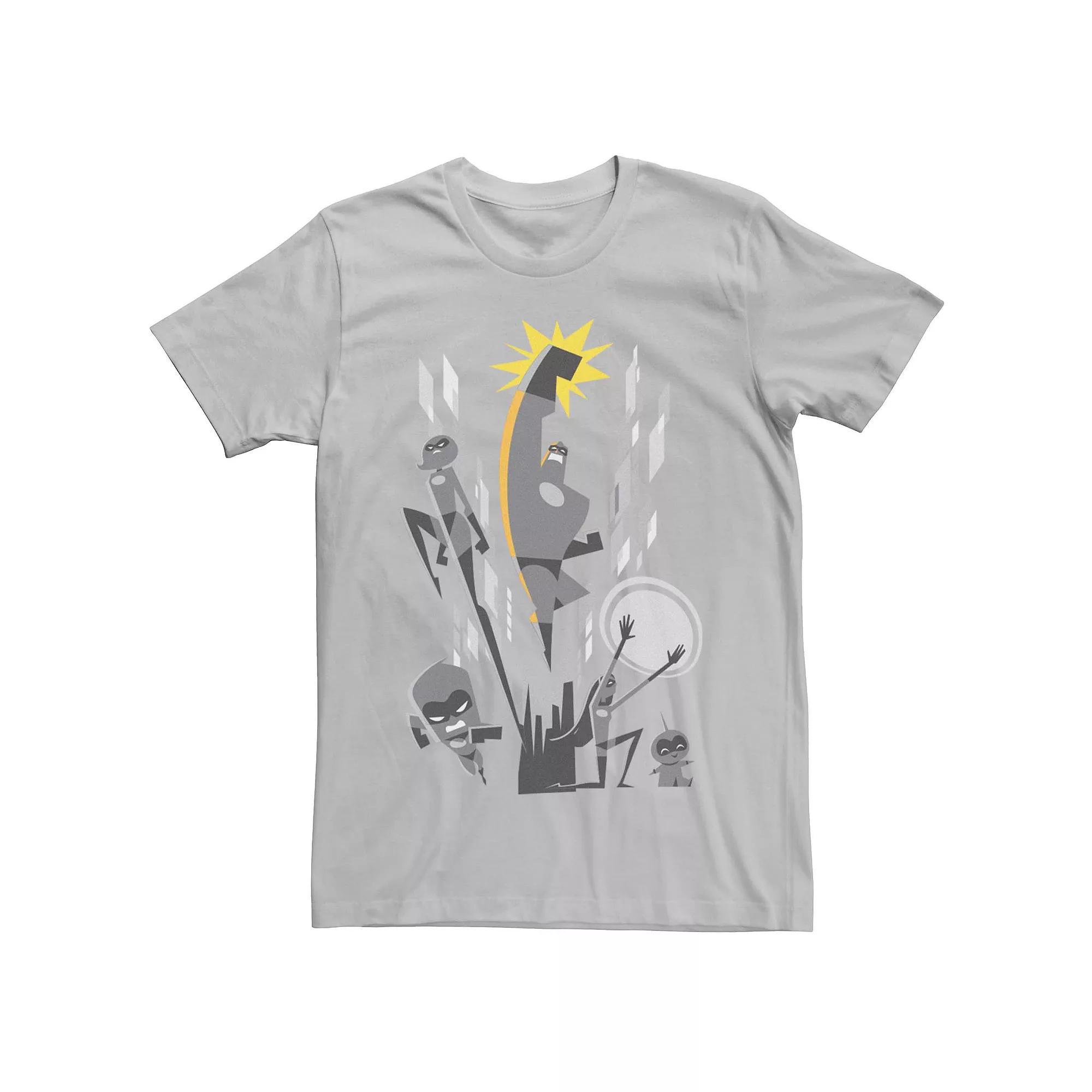 Men's Disney Pixar Incredibles 2 Grey Scale Ornate Poster Tee,  Product Image