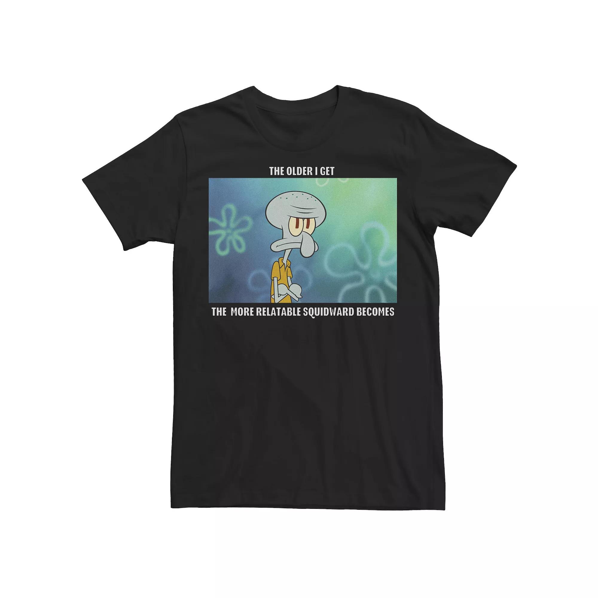 Men's SpongeBob SquarePants Relable Squidward Meme Short Sleeve Tee, Size: XL, Black Product Image