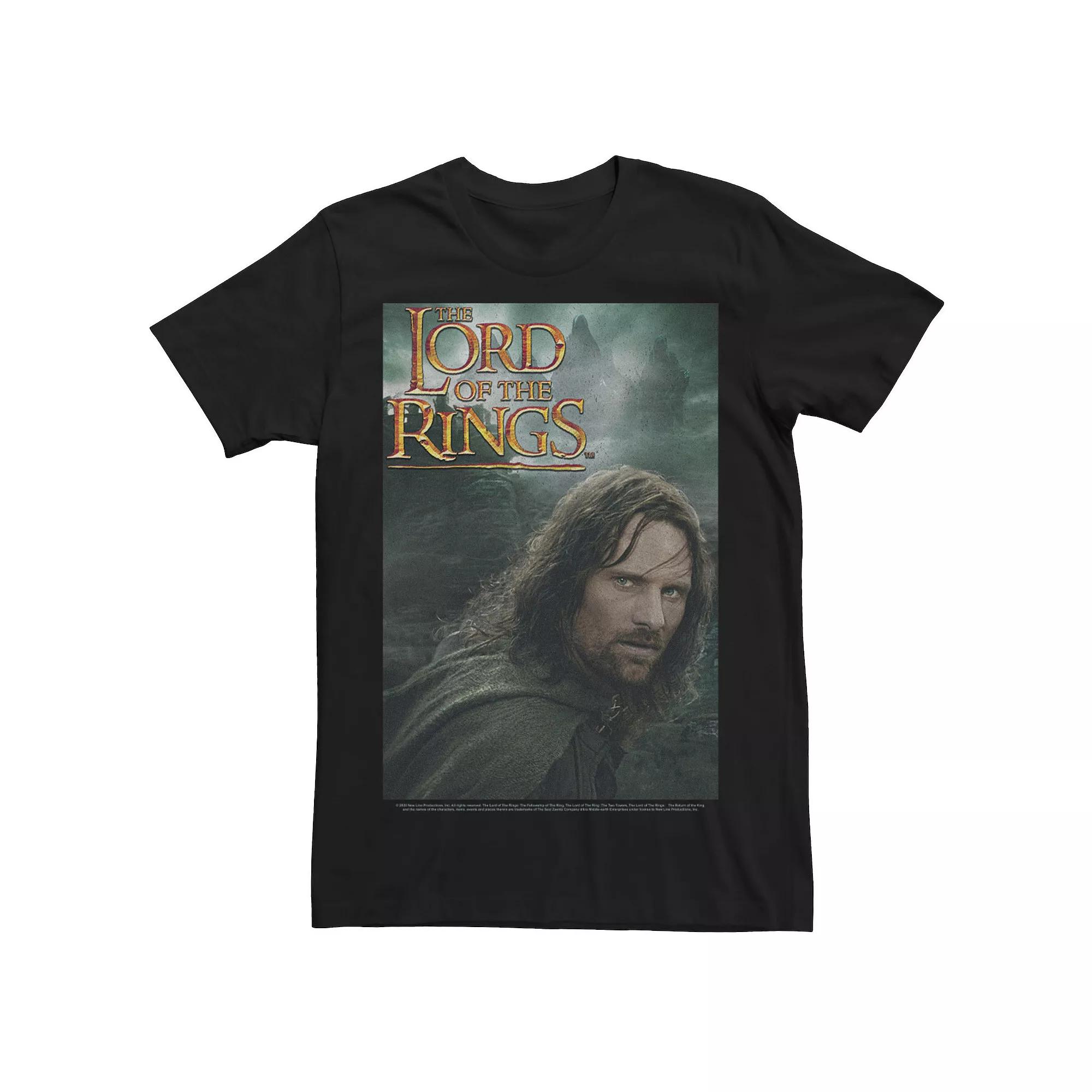 Men's Lord Of The Rings Aragon Poster Photo Real Tee,  Product Image