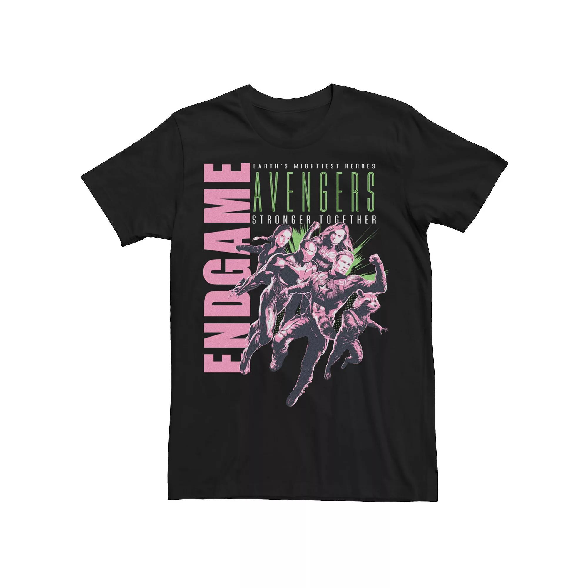 Men's Marvel Avengers: Endgame Earth's Mightiest Heroes Neon Text Tee, Size: Medium, Black Product Image