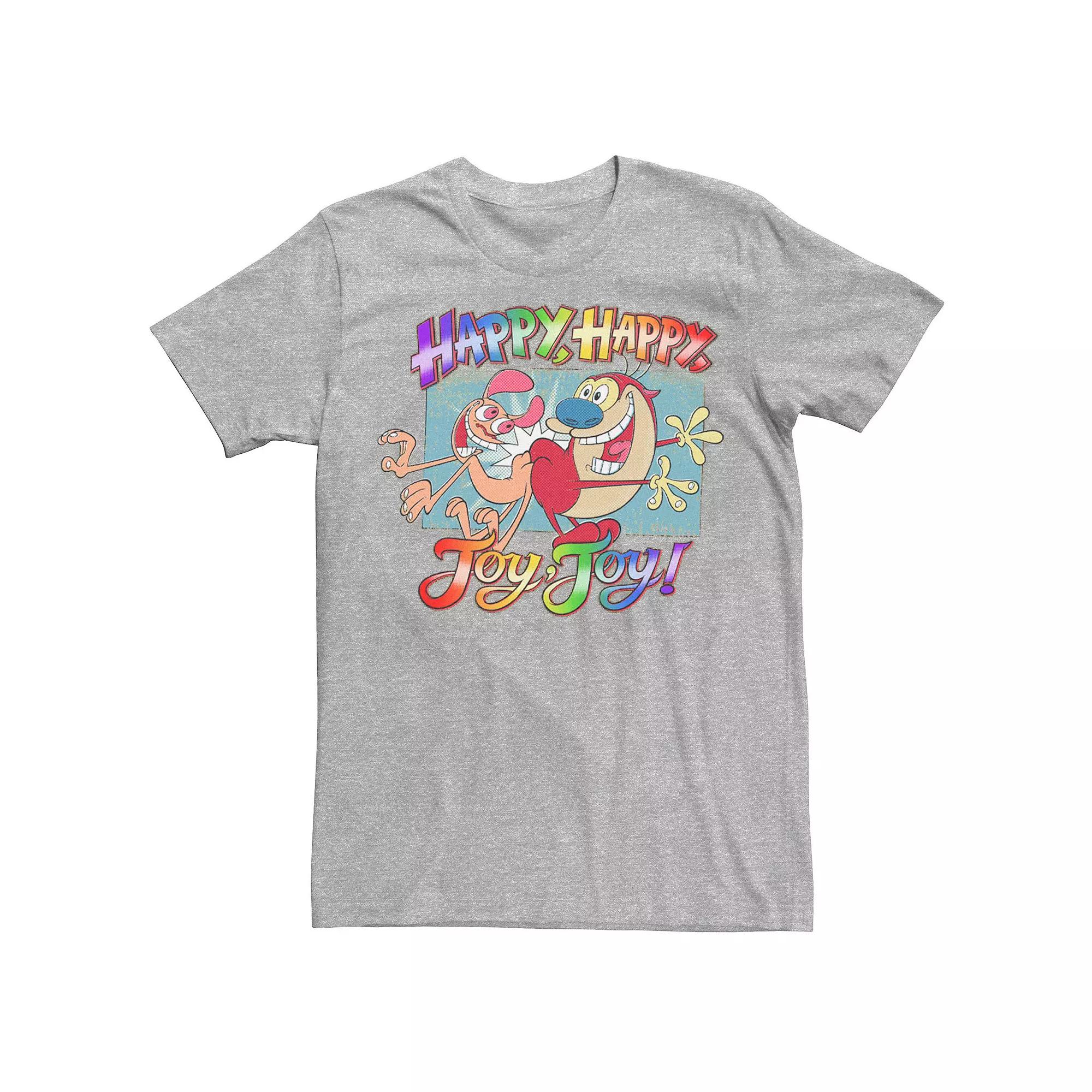 Adult Ren And Stimpy Pride Happy Happy Joy Joy Rainbow Gradient Tee, Men's,  Product Image