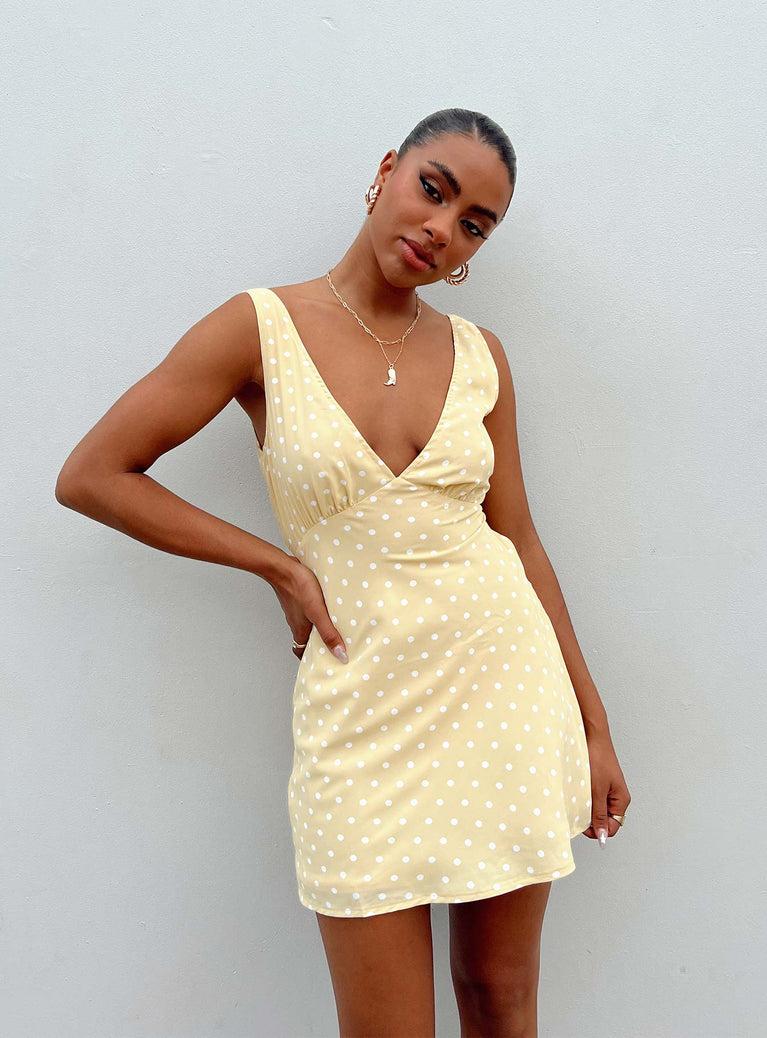Nellie Mini Dress Yellow Polka Dot Product Image