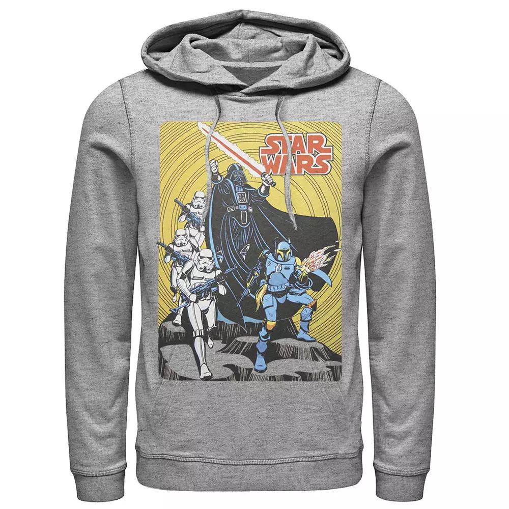 Men's Star Wars Vintage Group Shot Poster Hoodie, Size: Large, Athletic Grey Product Image