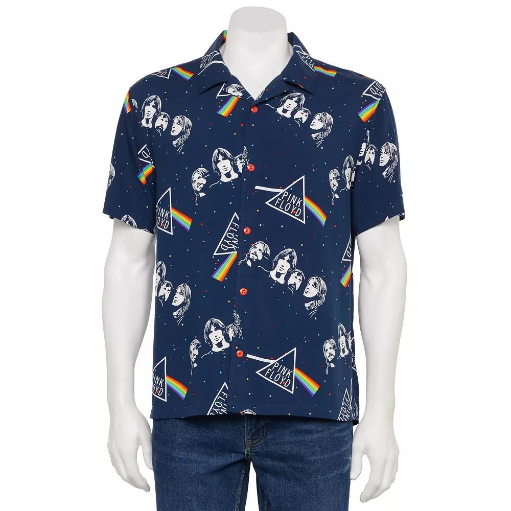 Men's Pink Floyd Dark Side of the Moon Short Sleeve Button Down Shirt,  Product Image