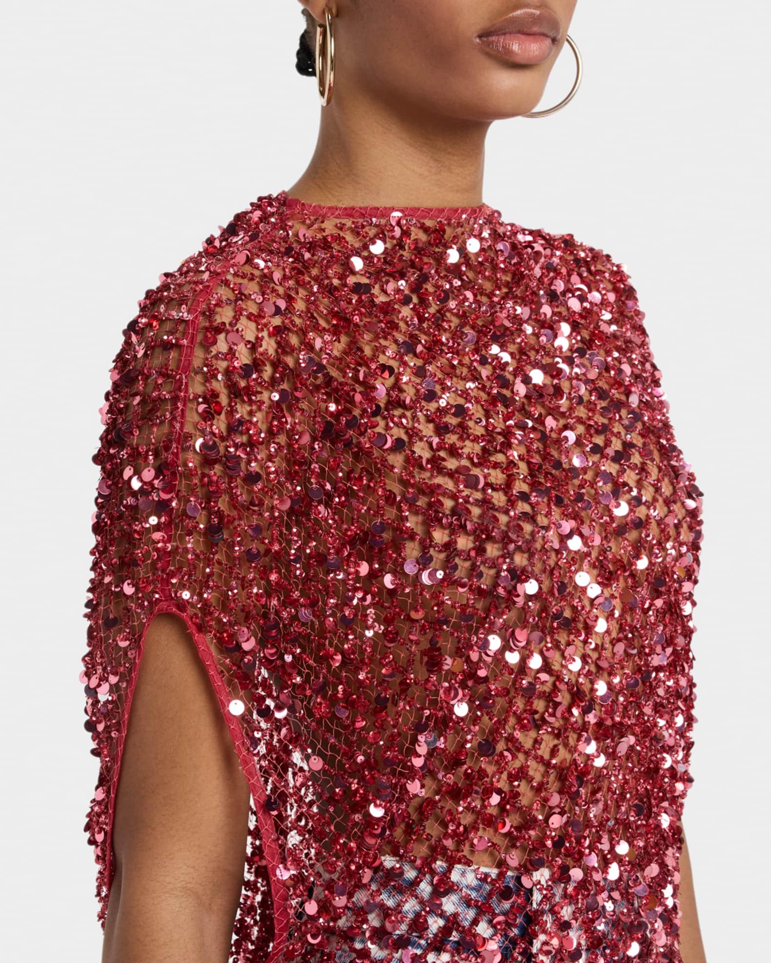 Sequin Net Mesh Cape Top Product Image