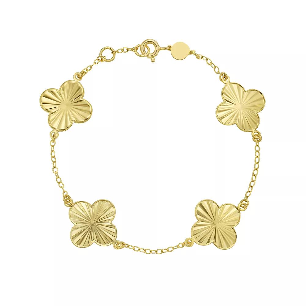 14k Gold Stationed Flowers Bracelet, Women's, Size: 7.25" Product Image