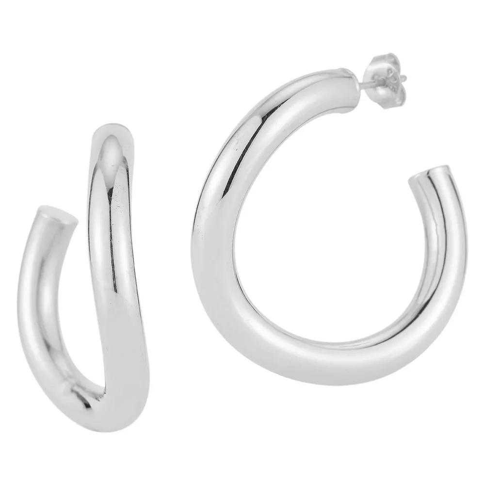Sunkissed Sterling 14k Gold Over Large Wave Tube Hoop Earrings, Women's, Silver Tone Product Image