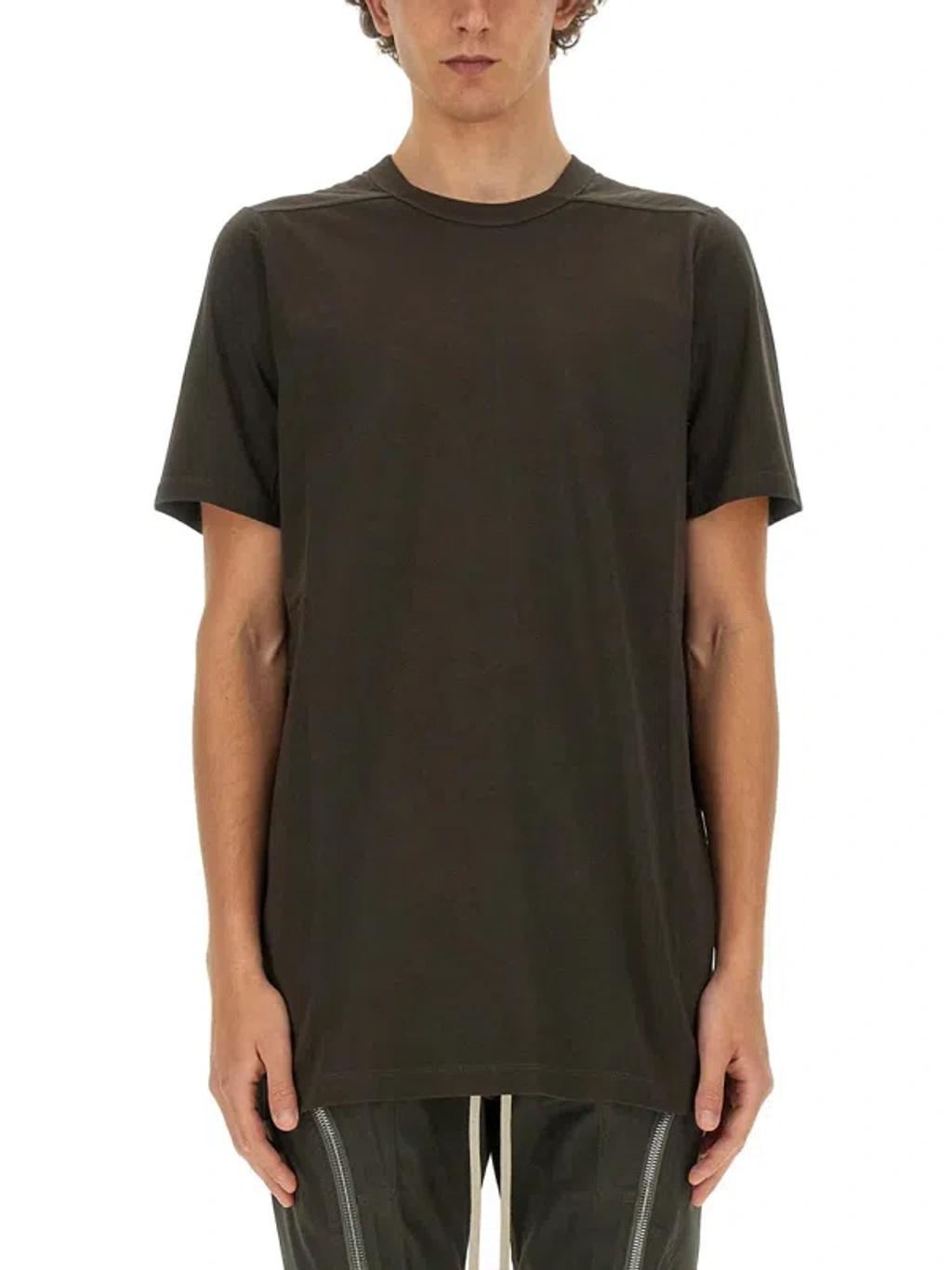 RICK OWENS Crew Neck Plain Design Short Sleeves T-shirt In Brown Product Image