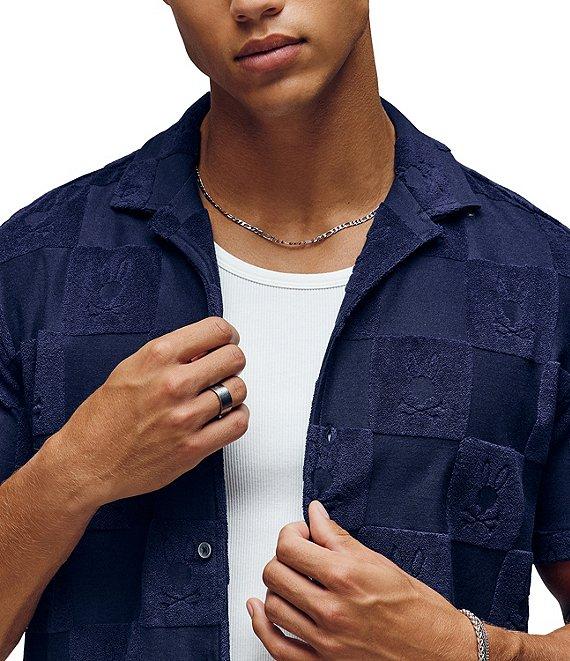 Psycho Bunny Kelvin Jacquard Terry Cloth Short Sleeve Woven Camp Shirt Product Image