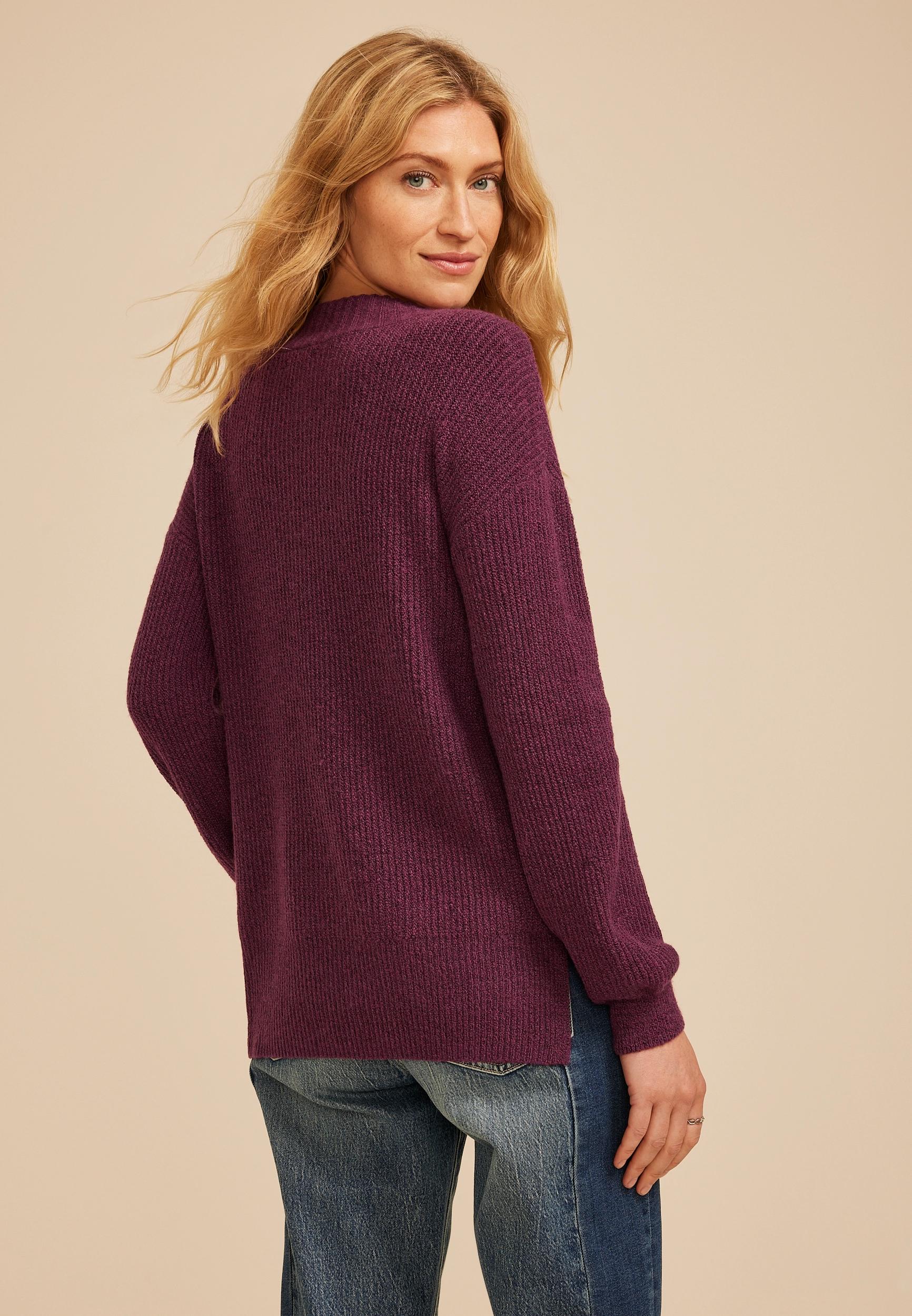 Slouchy V Neck Ribbed Sweater Product Image