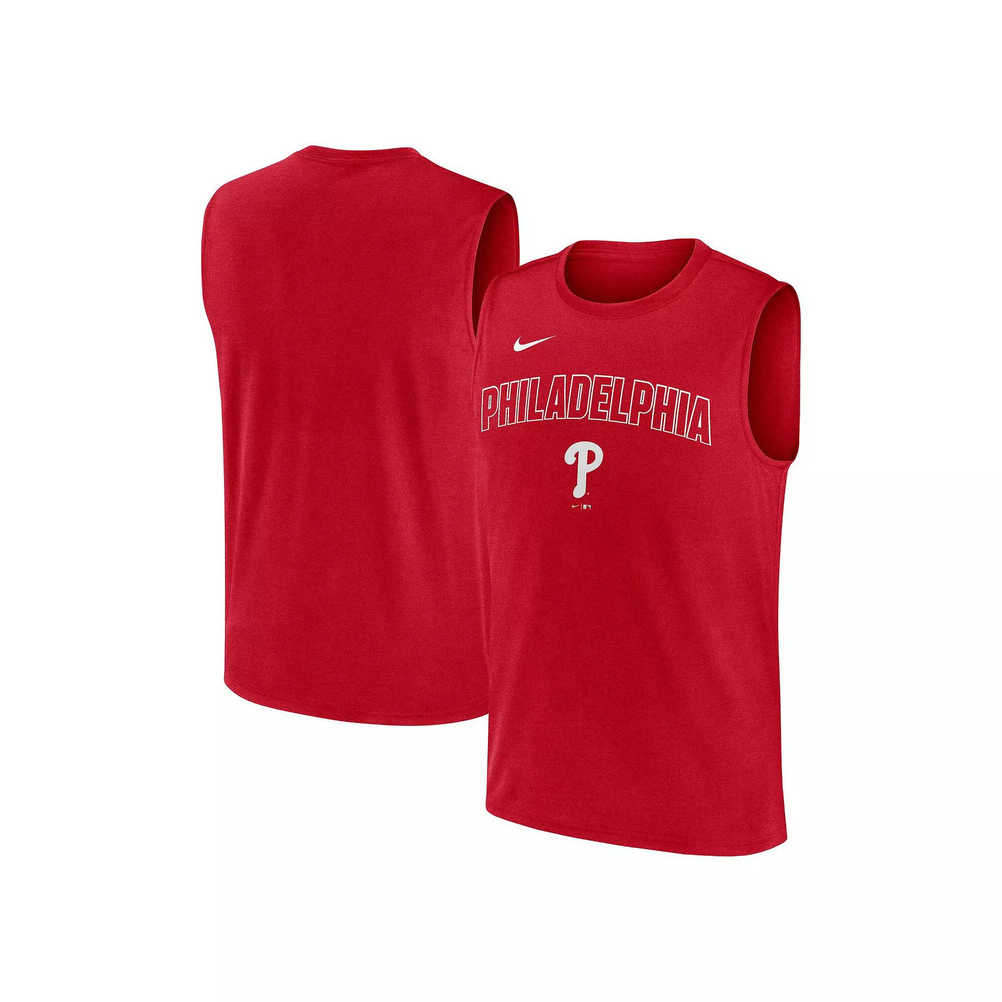 Men's Nike Red Philadelphia Phillies Knockout Performance Muscle Tank Top,  Product Image