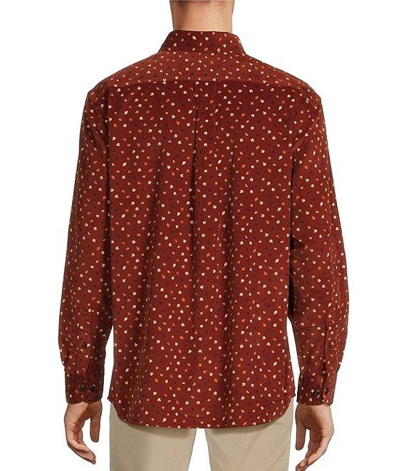 Roundtree & Yorke Long Sleeve Leaf Print Corduroy Sport Shirt Product Image