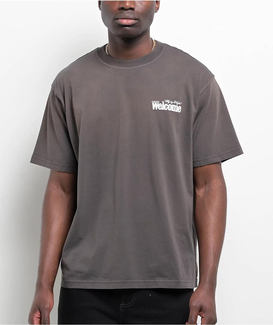 Welcome Fly By Night Brown Enzyme Wash T-Shirt Product Image