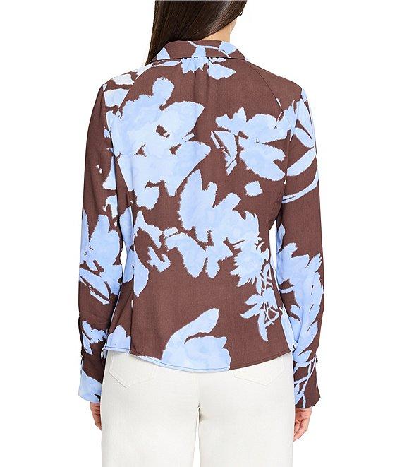 NIC + ZOE Cloud Blossom Point Collar Long Sleeve Button Front Shirt Product Image