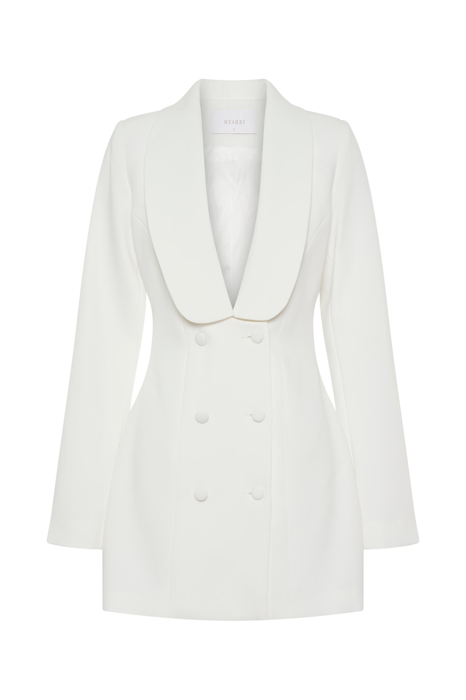 Trinity Crepe Blazer Dress - White Product Image