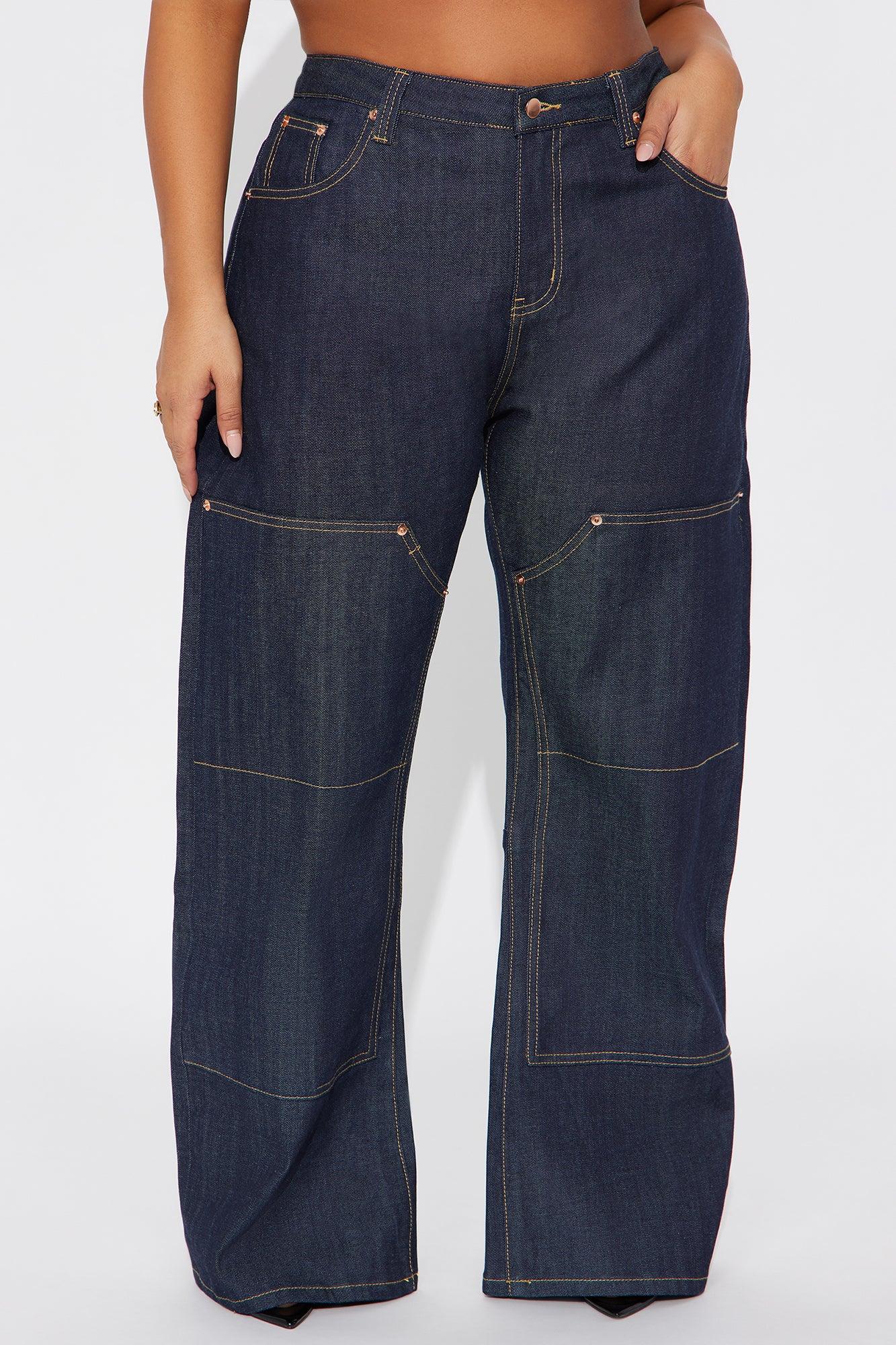 Premium Selvedge Utility Straight Leg Jeans - Dark Denim Product Image