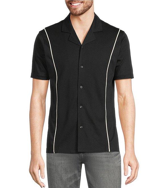 Murano Big & Tall Liquid Luxury Slim Fit Textured Coatfront Short Sleeve Woven Camp Shirt Product Image