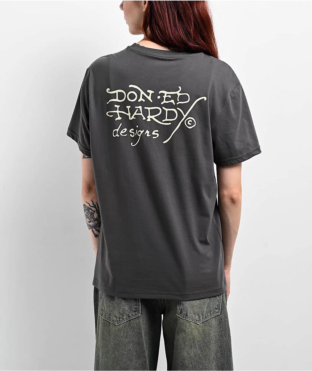 Ed Hardy Eagle Battle Charcoal T-Shirt Product Image