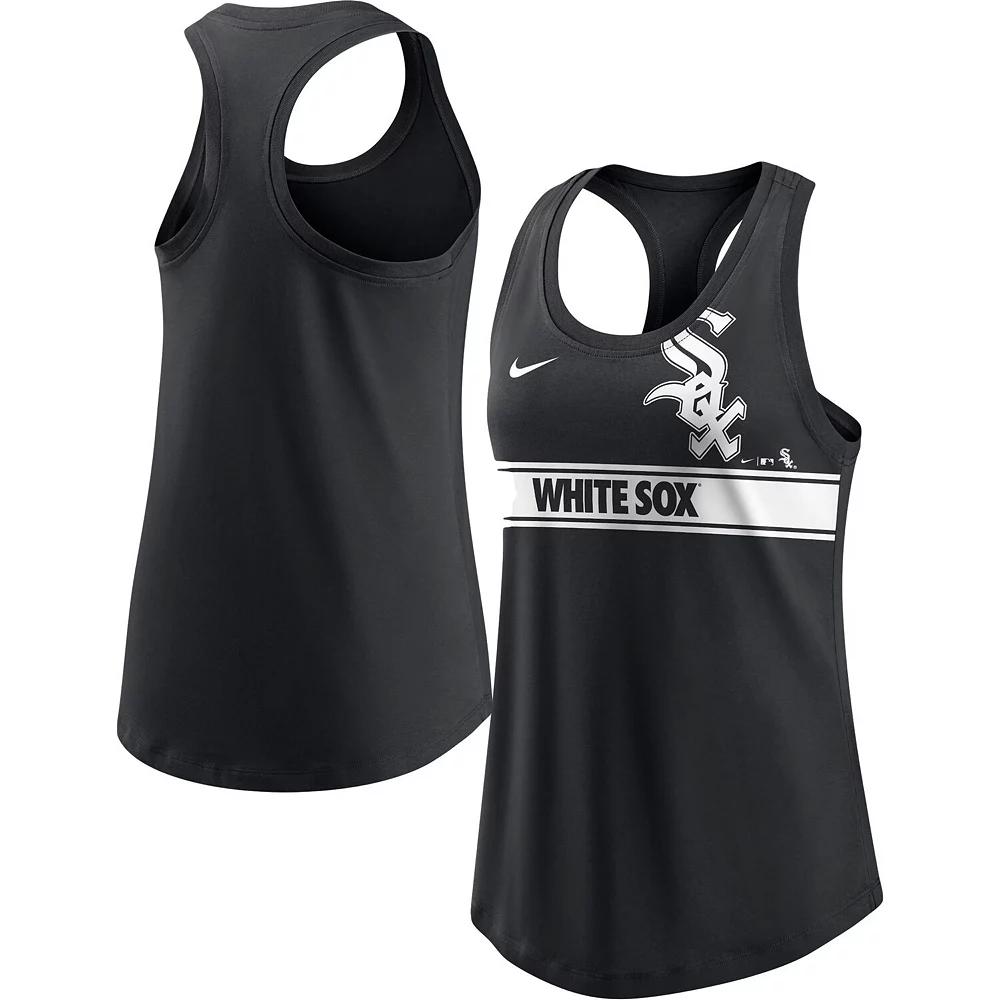 Women's Nike Black Chicago White Sox Cropped Logo Performance Racerback Tank Top,  Product Image