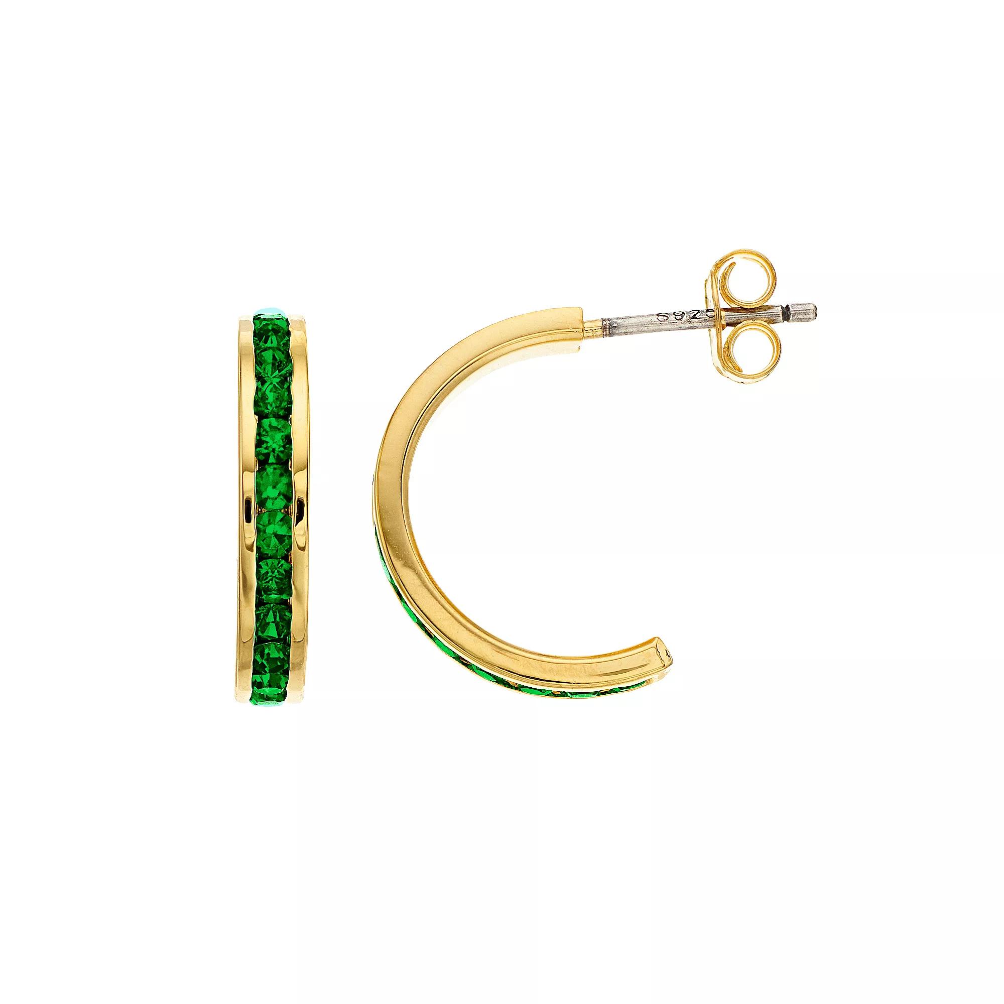 Traditions Jewelry Company 18k Gold Over Silver Crystal Birthstone Earrings, Women's, Gold Over Sterling May Product Image